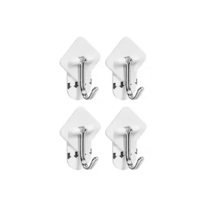 Gancho Plastico con Metal Blanco con Adhesivo 4 Ud Aplik